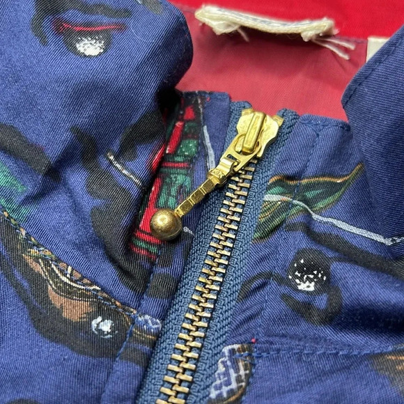 Vintage 80s Novelty Print Golf Tennis Crewneck Zip Up Boxy Bomber Jacket - Picture 5 of 14